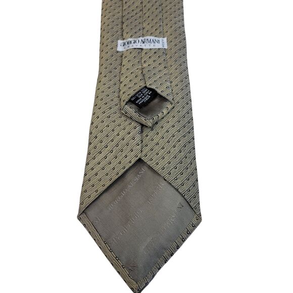 GIORGIO ARMANI Men's 100% Silk Necktie ITALY Designer Geometric Brown - Picture 6 of 10